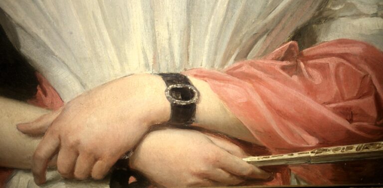 Portret Franse dame uit 1851 met armbandjes met een gesp