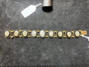 Antique metal bracelet set with micro mosaic plaques with Vedute di Roma